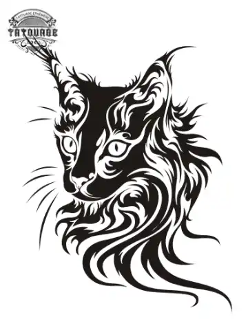 Tatouage éphémère chat tribal