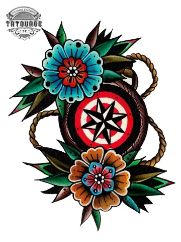 Tatouage éphémère compas marin