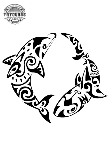 Tatouage éphémère tahitien dauphin