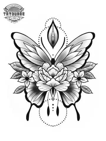 Tatouage éphémère de papillon sur une fleur