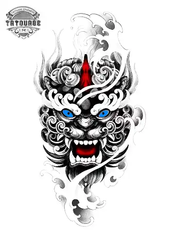 Tatouage éphémère dragon blanc aux yeux bleus