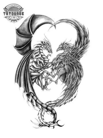 Tatouage éphémère dragon et phœnix