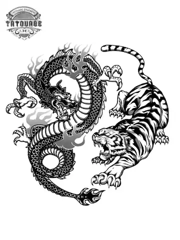 tatouage ephemere dragon et tigre Tatouage éphémère dragon et tigre