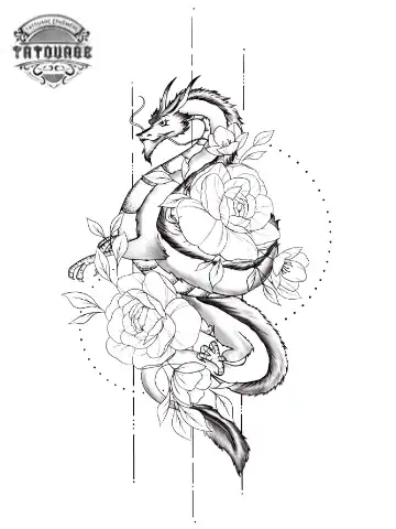 Tatouage éphémère dragon géométrique