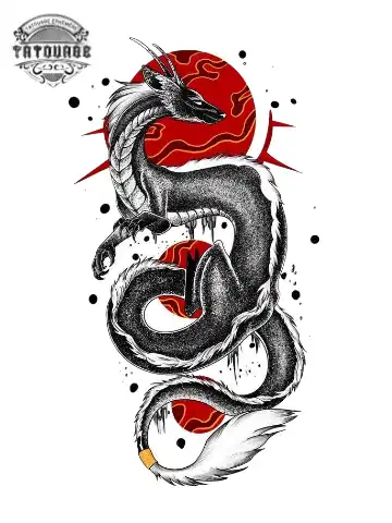 Tatouage éphémère dragon japonais femme