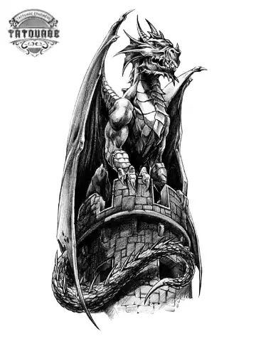 tatouage ephemere dragon medieval Tatouage éphémère dragon médiéval