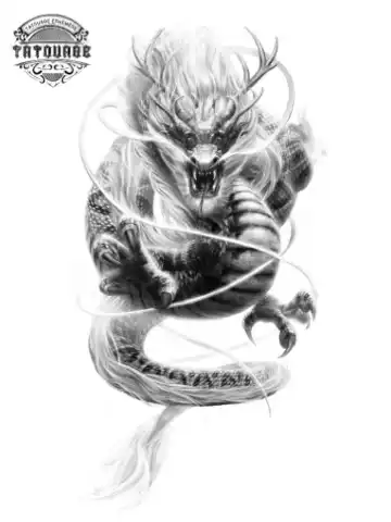 tatouage ephemere dragon noir et blanc Tatouage éphémère dragon noir et blanc