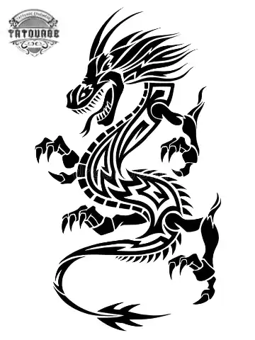 tatouage ephemere dragon polynesien Tatouage éphémère dragon polynésien