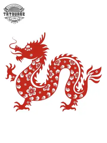 tatouage ephemere dragon rouge Tatouage éphémère dragon rouge