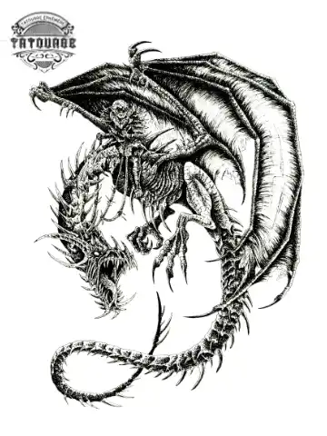 tatouage ephemere dragon terrifiant Tatouage éphémère dragon terrifiant