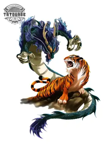 tatouage ephemere dragon tigre Tatouage éphémère dragon tigre
