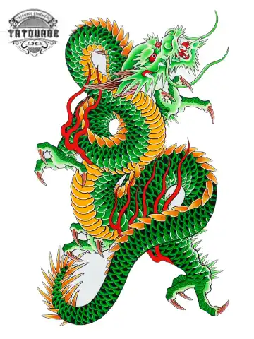 tatouage ephemere dragon vert Tatouage éphémère dragon vert