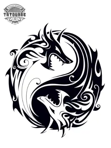 tatouage ephemere dragon yin yang Tatouage éphémère dragon yin yang