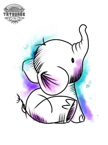 tatouage ephemere elephant aquarelle Tatouage éphémère éléphant aquarelle