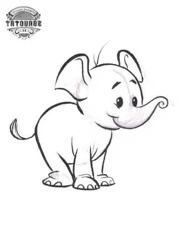 Tatouage éphémère éléphant dessin