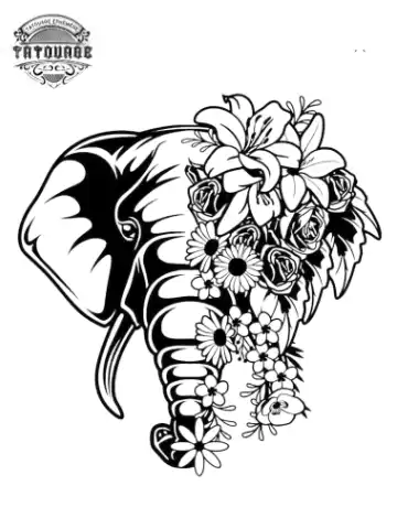 tatouage ephemere elephant fleur Tatouage éphémère éléphant fleur