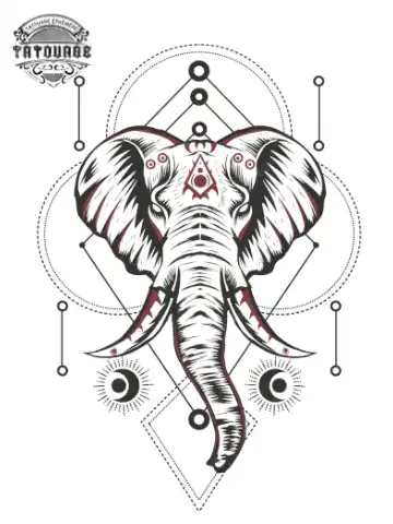 tatouage ephemere elephant forme geometrique Tatouage éphémère éléphant forme géométrique
