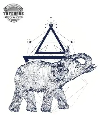 Tatouage éphémère éléphant géométrique