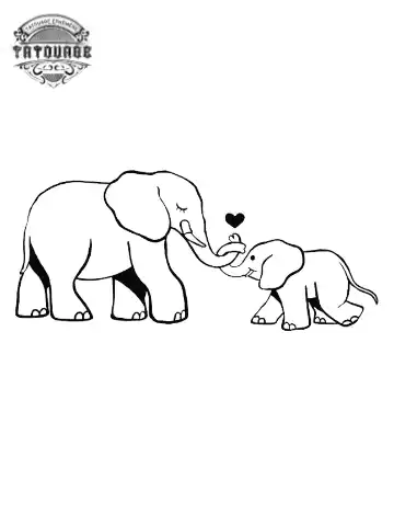 tatouage ephemere elephant maman et bebe Tatouage éphémère éléphant maman et bébé