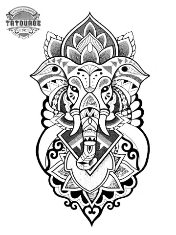 tatouage ephemere elephant mandala femme Tatouage éphémère éléphant mandala femme