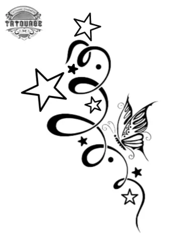 tatouage ephemere etoile et papillon Tatouage éphémère étoile et papillon