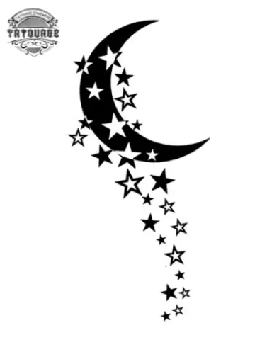 tatouage ephemere etoile lune Tatouage éphémère étoile lune