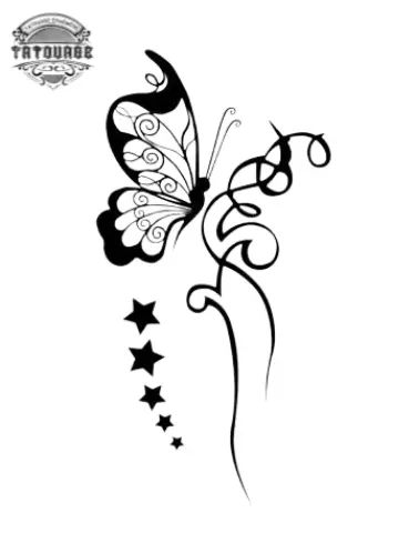 tatouage ephemere etoile papillon femme Tatouage éphémère étoile papillon femme