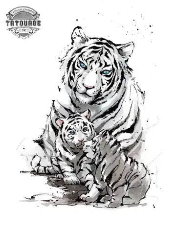 tatouage ephemere famille tigre Tatouage éphémère famille tigre