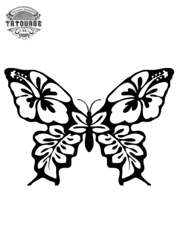 tatouage ephemere hibiscus papillon Tatouage éphémère hibiscus papillon