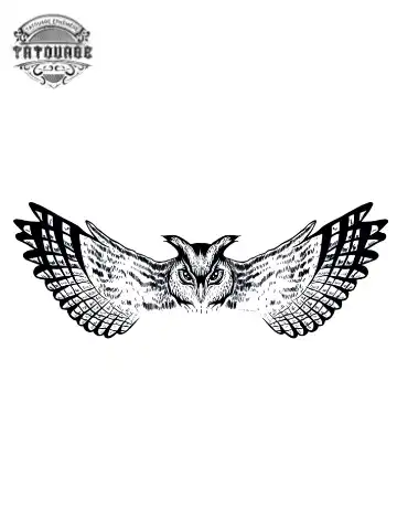 tatouage ephemere hibou aile ouverte Tatouage éphémère hibou aile ouverte
