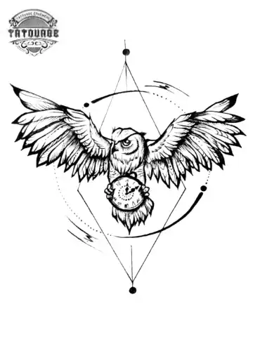 tatouage ephemere hibou geometrique Tatouage éphémère hibou géométrique