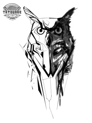 tatouage ephemere hibou graphique Tatouage éphémère hibou graphique