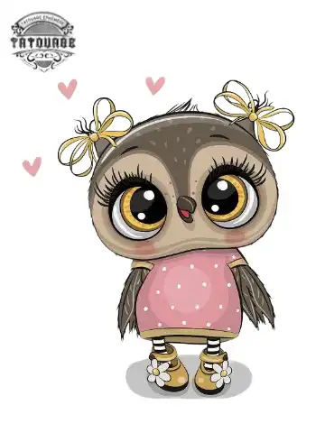 tatouage ephemere hibou mignon Tatouage éphémère hibou mignon