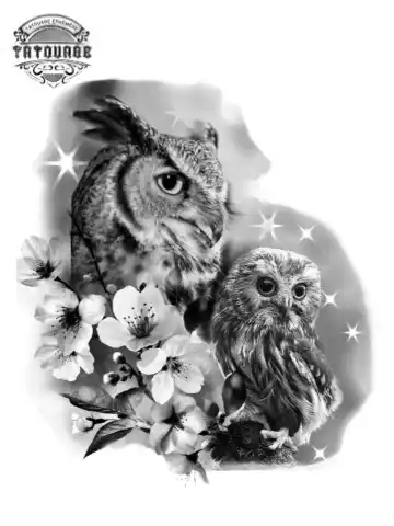 tatouage ephemere hiboux chouette Tatouage éphémère hibou chouette