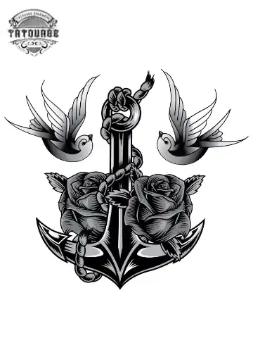 tatouage ephemere hirondelle ancre Tatouage éphémère hirondelle ancre