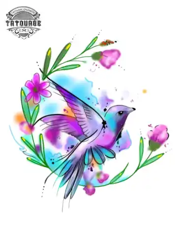 Tatouage éphémère hirondelle aquarelle