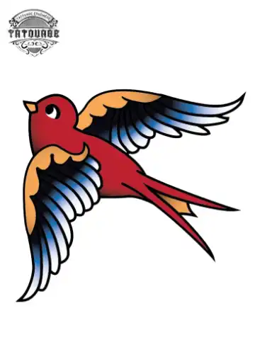 Tatouage éphémère hirondelle couleur