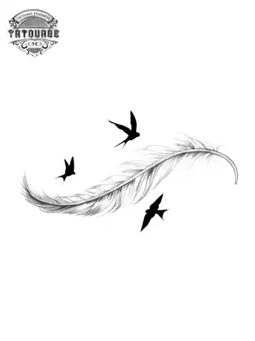 tatouage ephemere hirondelle et plume Tatouage éphémère hirondelle et plume