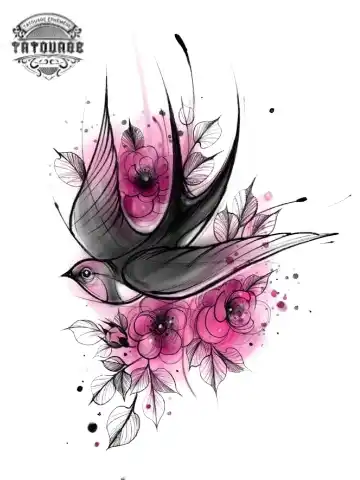 Tatouage éphémère hirondelle femme