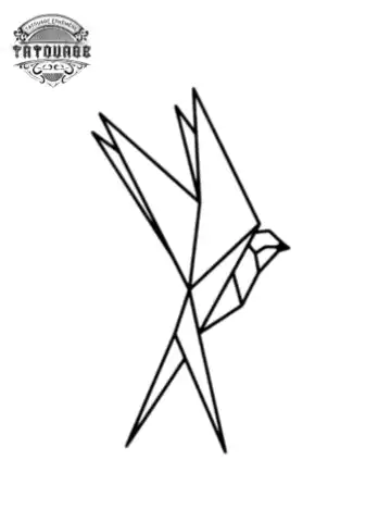 tatouage ephemere hirondelle geometrique Tatouage éphémère hirondelle géométrique