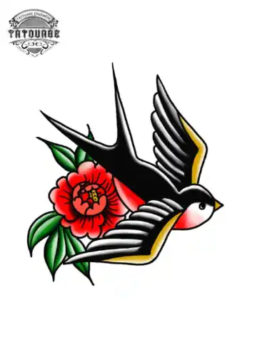 Tatouage éphémère hirondelle marin