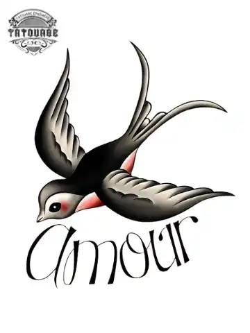 Tatouage éphémère hirondelle old school