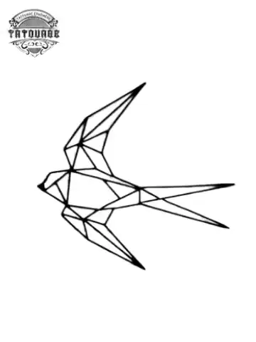 Tatouage éphémère hirondelle origami