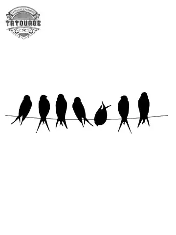 tatouage ephemere hirondelle sur un fil Tatouage éphémère hirondelle sur un fil