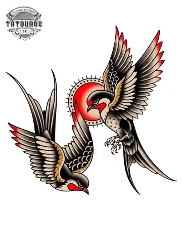 Tatouage éphémère hirondelle vintage