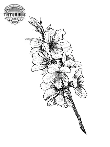 Tatouage éphémère japonais cerisier noir et blanc