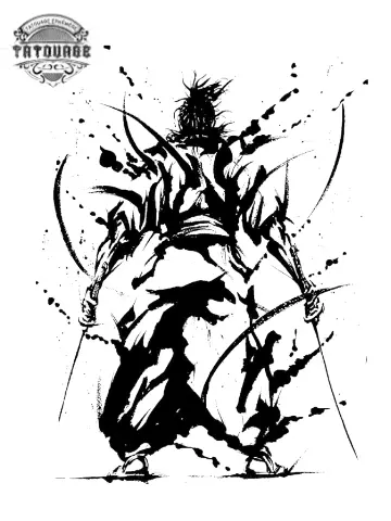 tatouage ephemere japonais guerrier Tatouage éphémère guerrier japonais