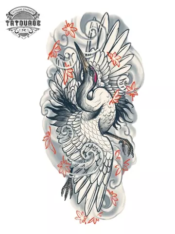 tatouage ephemere japonais heron Tatouage éphémère japonais heron