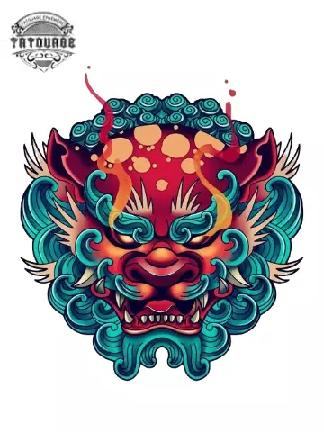 tatouage ephemere japonais lion Tatouage éphémère japonais lion