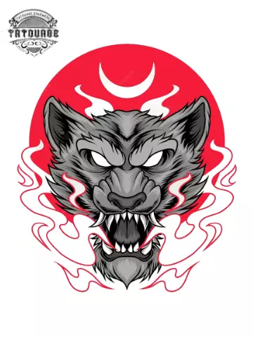 tatouage ephemere japonais loup Tatouage éphémère japonais loup